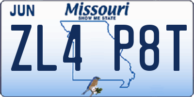 MO license plate ZL4P8T