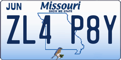 MO license plate ZL4P8Y