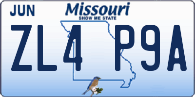 MO license plate ZL4P9A