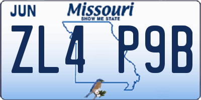 MO license plate ZL4P9B