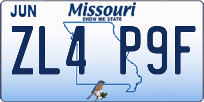 MO license plate ZL4P9F