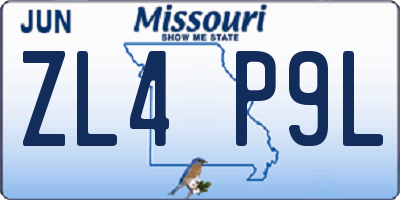 MO license plate ZL4P9L