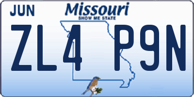 MO license plate ZL4P9N