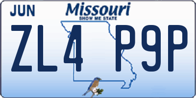 MO license plate ZL4P9P