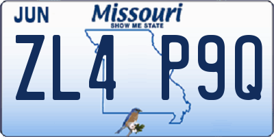 MO license plate ZL4P9Q