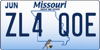 MO license plate ZL4Q0E