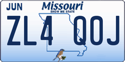 MO license plate ZL4Q0J