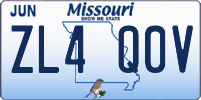 MO license plate ZL4Q0V