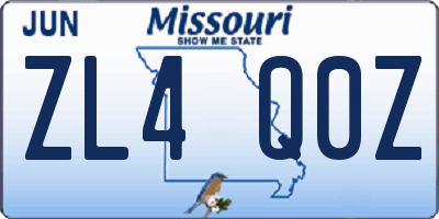 MO license plate ZL4Q0Z