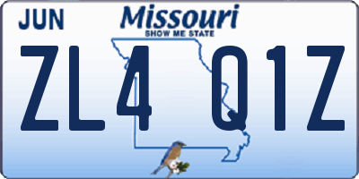 MO license plate ZL4Q1Z