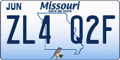 MO license plate ZL4Q2F