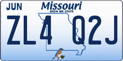 MO license plate ZL4Q2J