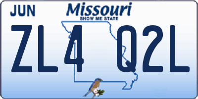 MO license plate ZL4Q2L