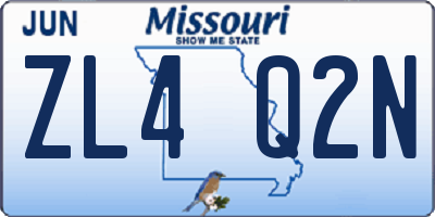 MO license plate ZL4Q2N