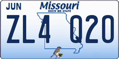 MO license plate ZL4Q2O