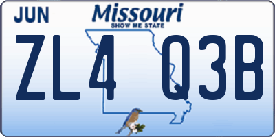 MO license plate ZL4Q3B