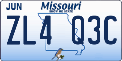 MO license plate ZL4Q3C