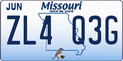MO license plate ZL4Q3G