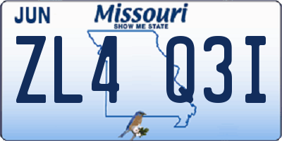 MO license plate ZL4Q3I