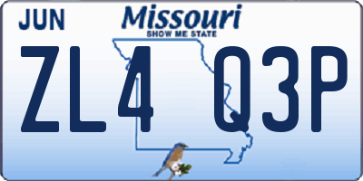 MO license plate ZL4Q3P