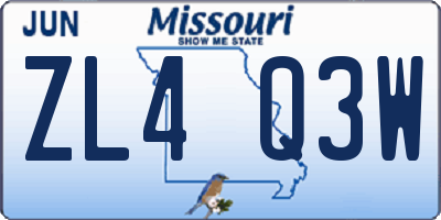 MO license plate ZL4Q3W
