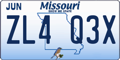 MO license plate ZL4Q3X
