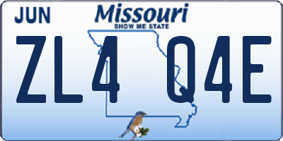 MO license plate ZL4Q4E