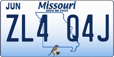 MO license plate ZL4Q4J