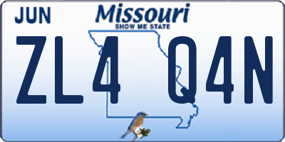 MO license plate ZL4Q4N