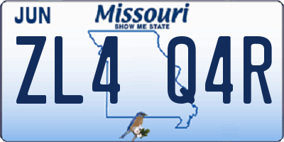 MO license plate ZL4Q4R