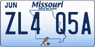 MO license plate ZL4Q5A