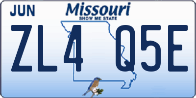 MO license plate ZL4Q5E