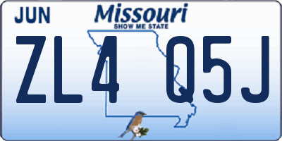 MO license plate ZL4Q5J