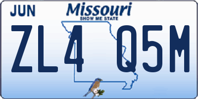 MO license plate ZL4Q5M