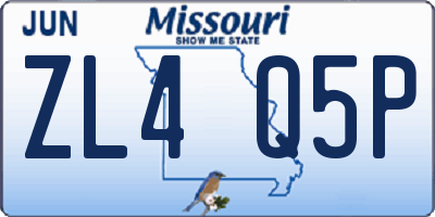 MO license plate ZL4Q5P