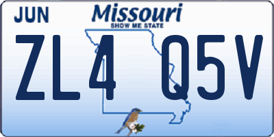 MO license plate ZL4Q5V