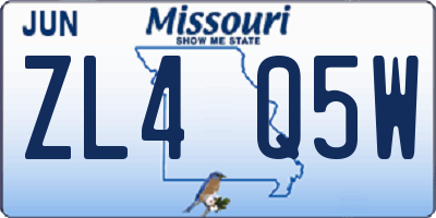 MO license plate ZL4Q5W