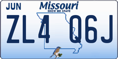MO license plate ZL4Q6J