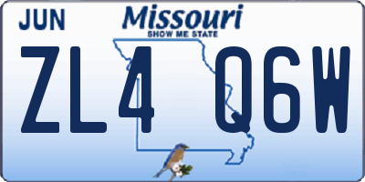 MO license plate ZL4Q6W