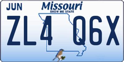 MO license plate ZL4Q6X