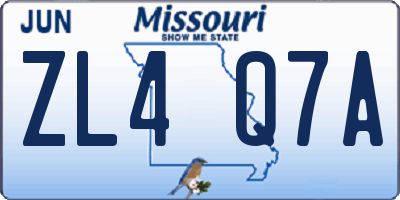 MO license plate ZL4Q7A