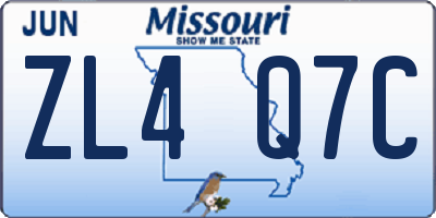 MO license plate ZL4Q7C