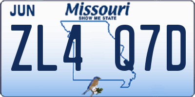 MO license plate ZL4Q7D