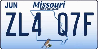 MO license plate ZL4Q7F