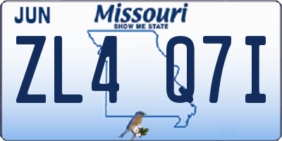 MO license plate ZL4Q7I