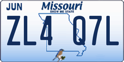 MO license plate ZL4Q7L