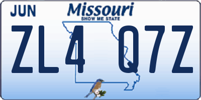 MO license plate ZL4Q7Z