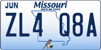 MO license plate ZL4Q8A