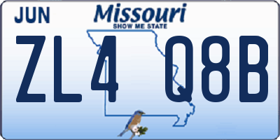 MO license plate ZL4Q8B