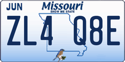 MO license plate ZL4Q8E
